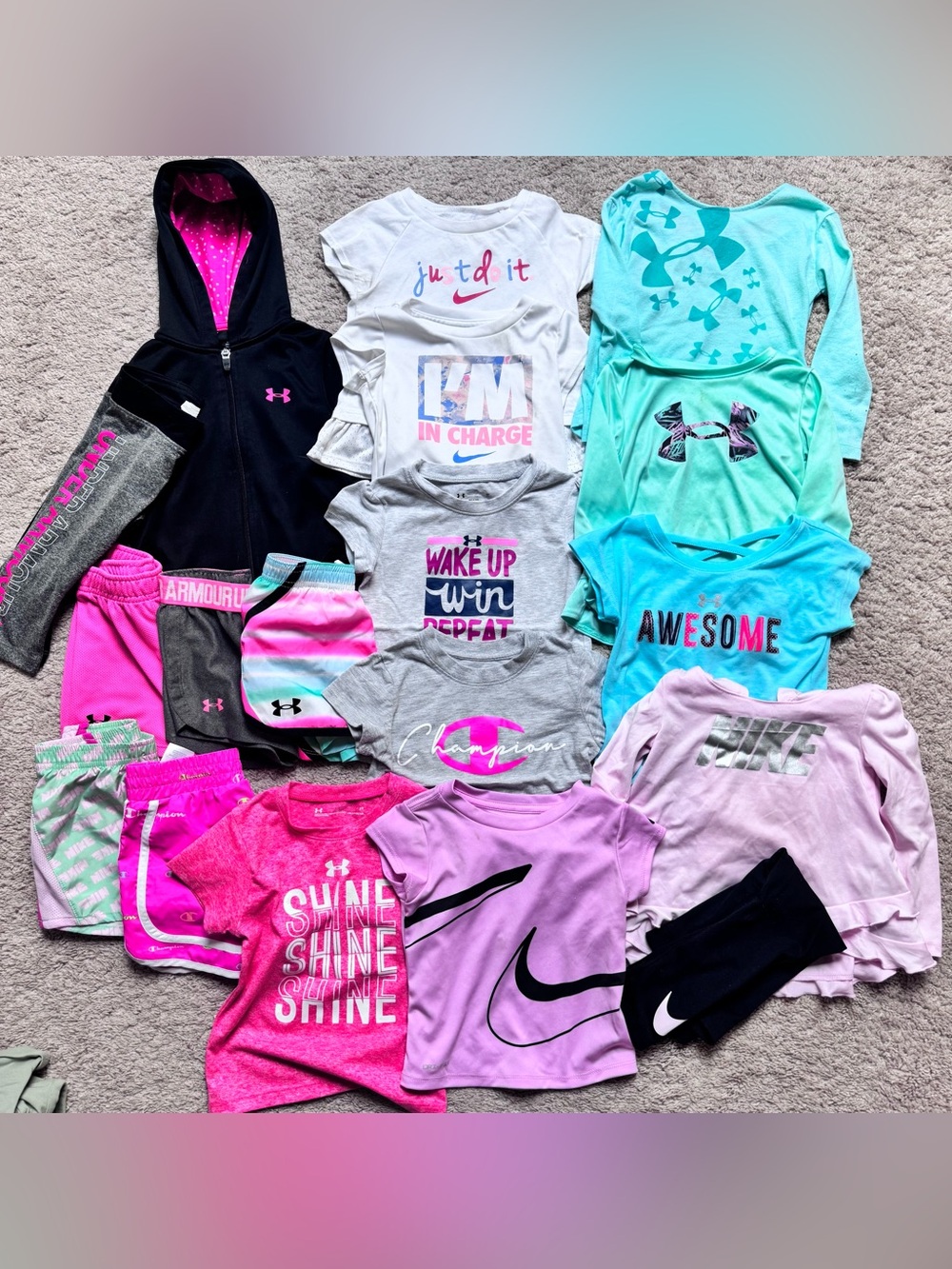 Nike under Armour toddler graphic girls athletic play sets lot